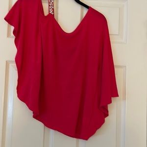 Red blouse with cold shoulder